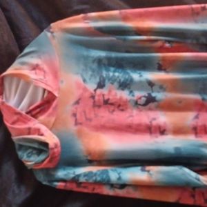 Two piece multi color pant and hooded top,colors are orange teal 3x Roma Concept